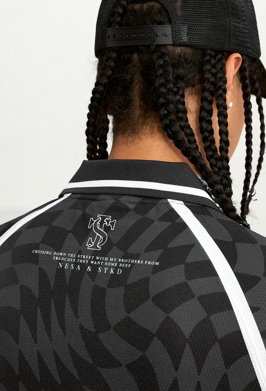 Small Town Kid Twisted Plaid Patchwork Polo Jersey | Face 3 Face