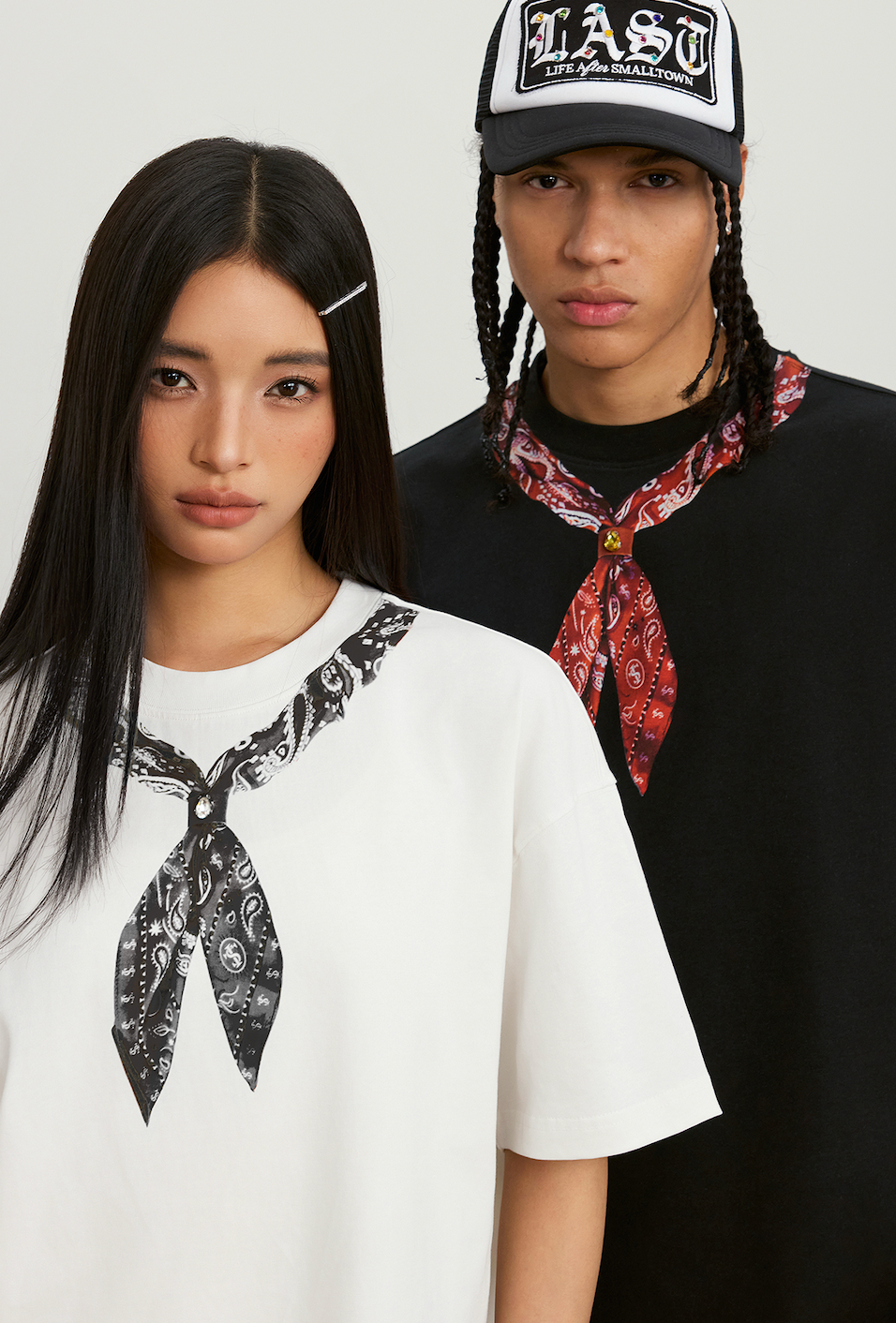 Small Town Kid Paisley Neck Scarf Print Tee | Face 3 Face