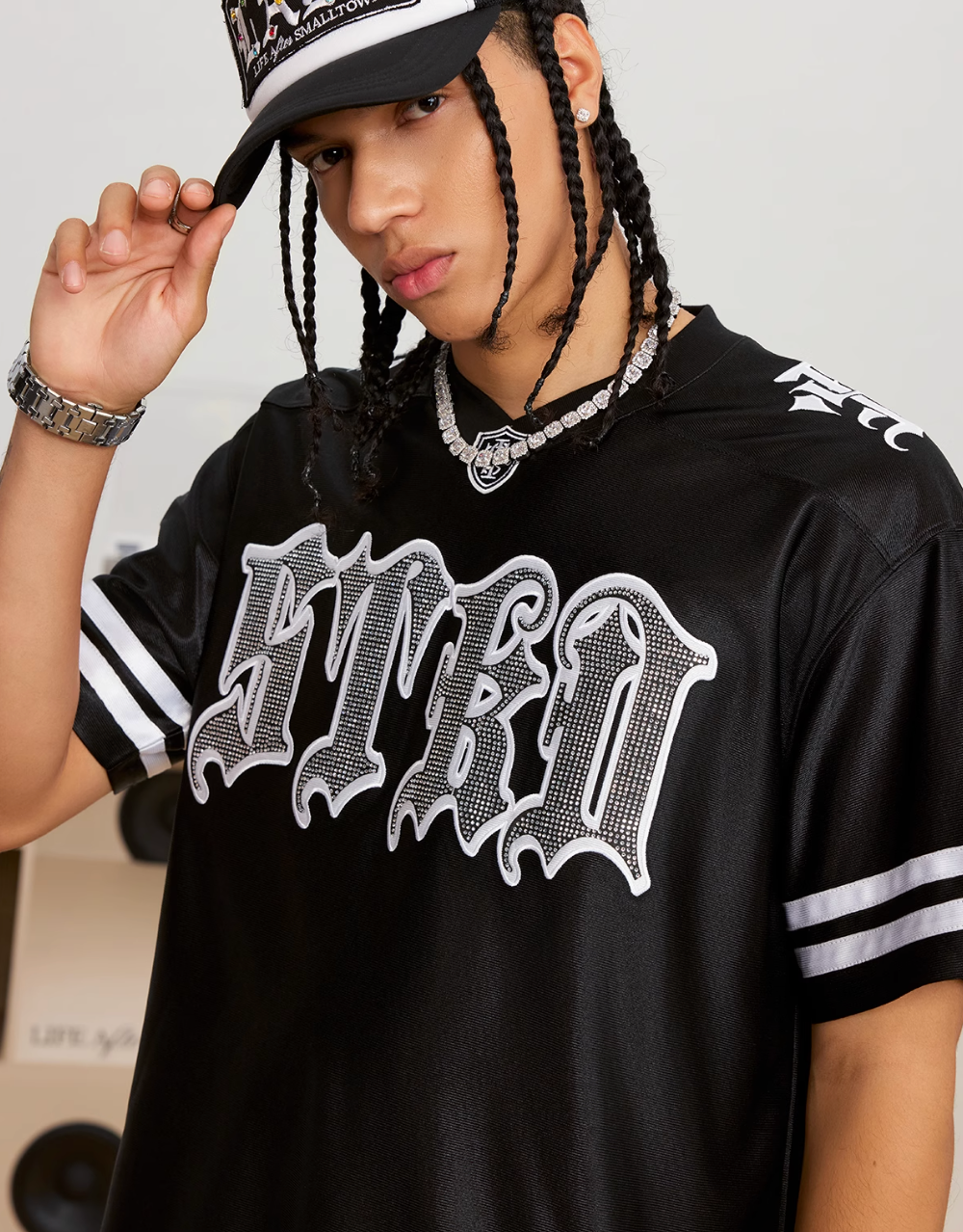 Small Town Kid Rhinestone Embroidered Hockey Jersey | Face 3 Face