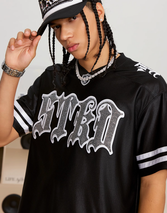 Small Town Kid Rhinestone Embroidered Hockey Jersey | Face 3 Face