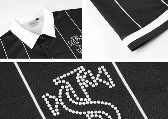 Small Town Kid Pearl Logo Striped Polo Jersey | Face 3 Face