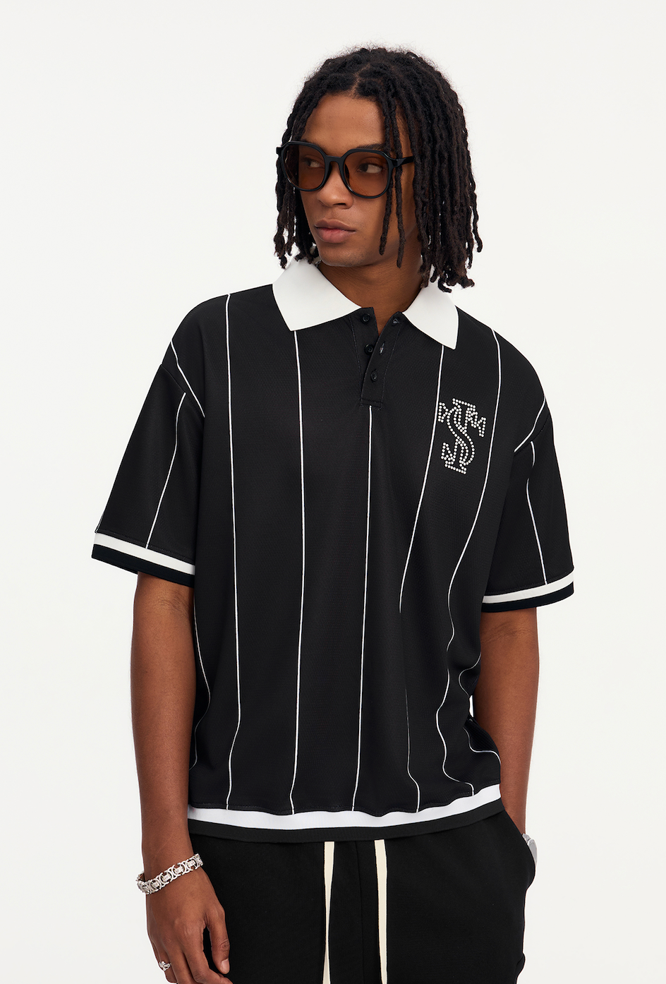 Small Town Kid Pearl Logo Striped Polo Jersey | Face 3 Face