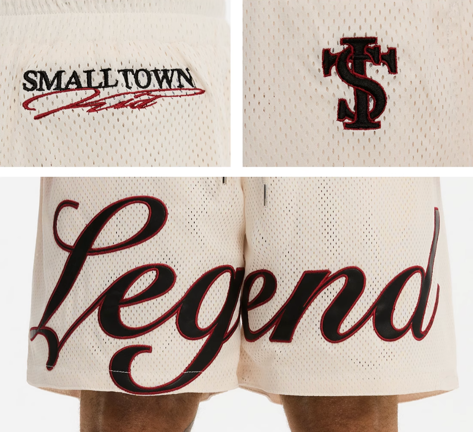 Small Town Kid Embroidered Mesh Basketball Shorts | Face 3 Face