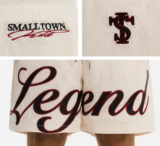 Small Town Kid Embroidered Mesh Basketball Shorts | Face 3 Face