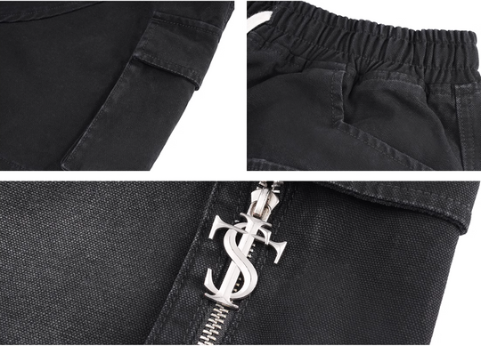 Small Town Kid Washed Denim Utility Cargo Shorts | Face 3 Face