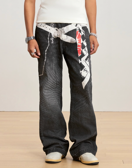 Small Town Kid Scarf Belt Chain 3D Printed Jeans | Face 3 Face