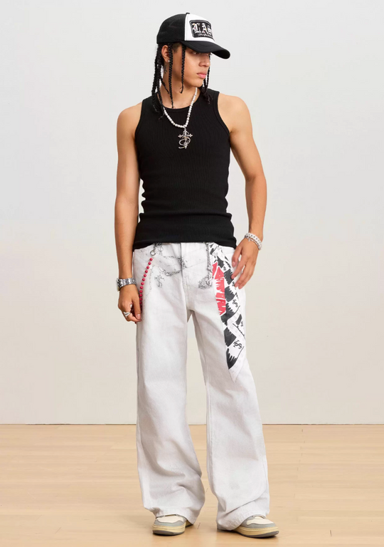 Small Town Kid Scarf Belt Chain 3D Printed Jeans | Face 3 Face