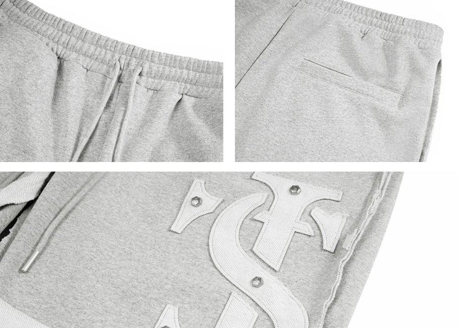 Small Town Kid Patch Studded Sweat Shorts | Face 3 Face