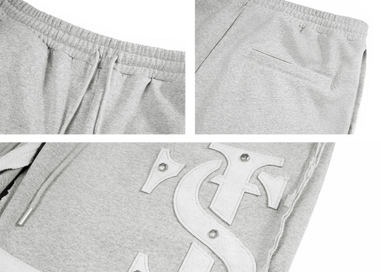 Small Town Kid Patch Studded Sweat Shorts | Face 3 Face