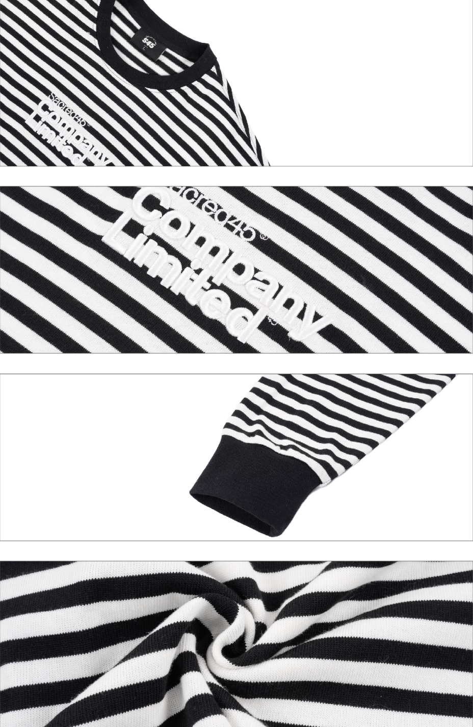 S45 Striped Embroidery Long-Sleeve Tee | Face 3 Face