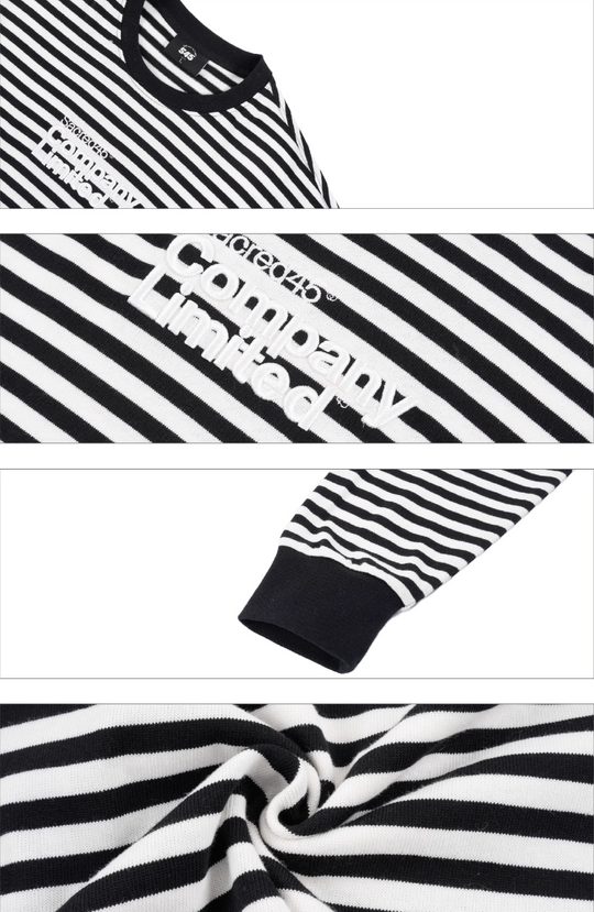 S45 Striped Embroidery Long-Sleeve Tee | Face 3 Face