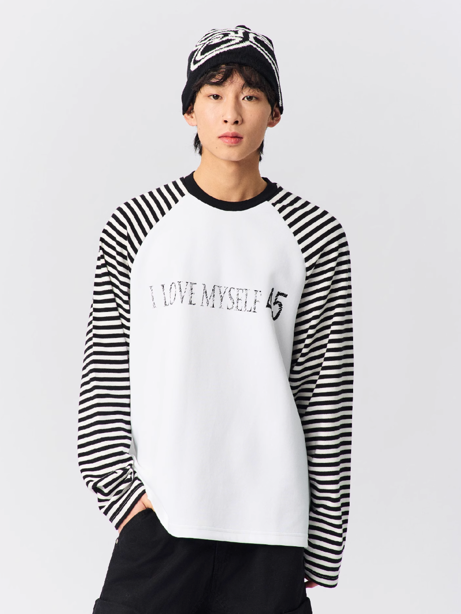 S45 Striped Raglan Sleeve Long-Sleeve Tee | Face 3 Face