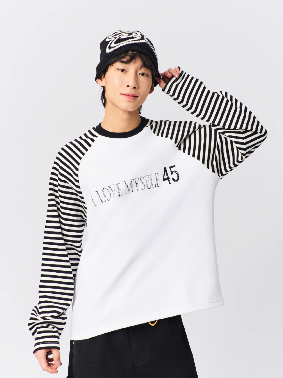 S45 Striped Raglan Sleeve Long-Sleeve Tee | Face 3 Face