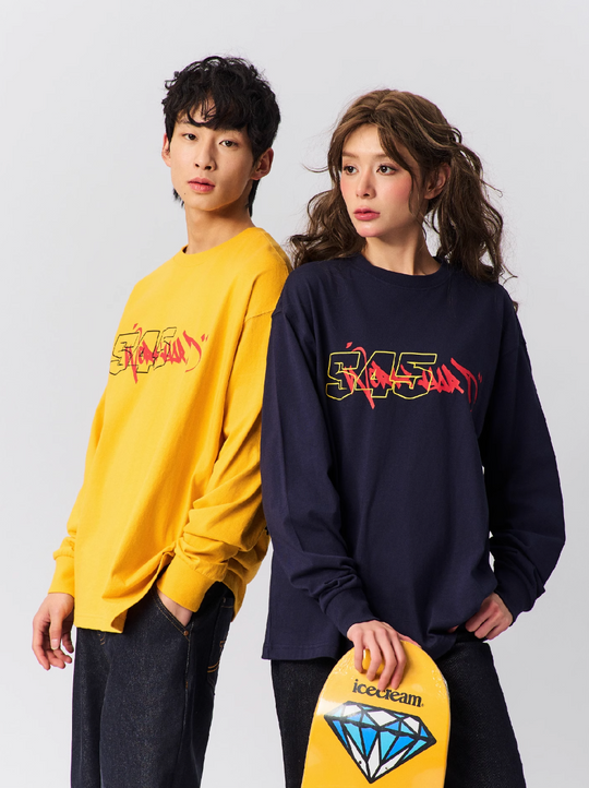 S45 Graffiti Font Typography Long-Sleeve Tee | Face 3 Face