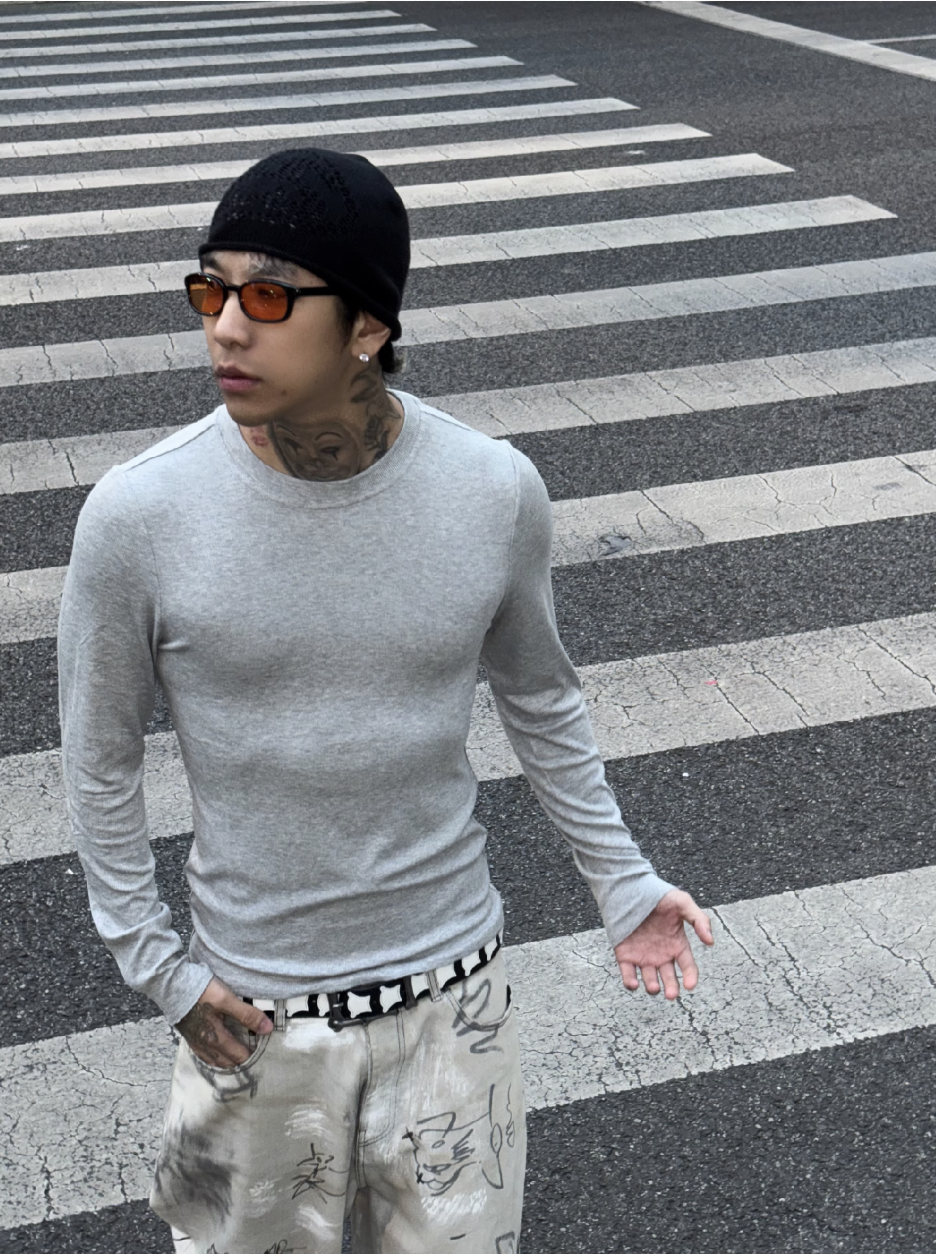 S45 Stretch Fit Basic Long Sleeve Tee | Face 3 Face