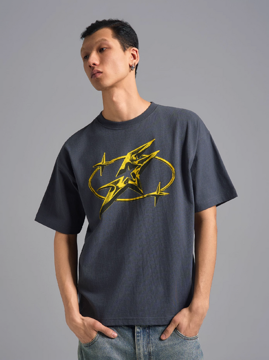 S45 Metal Star Font Printed Tee | Face 3 Face