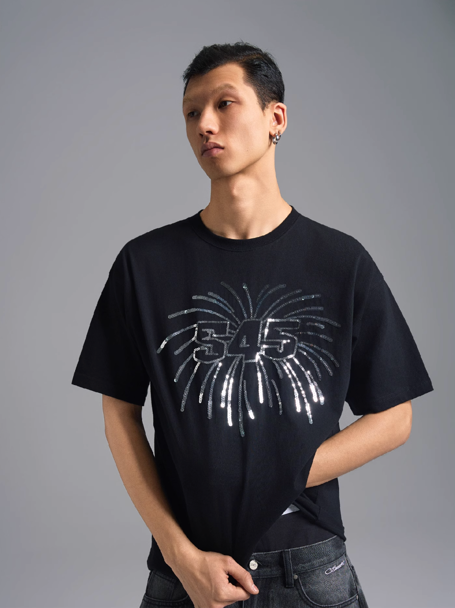 S45 Sequin Fireworks Logo Tee | Face 3 Face