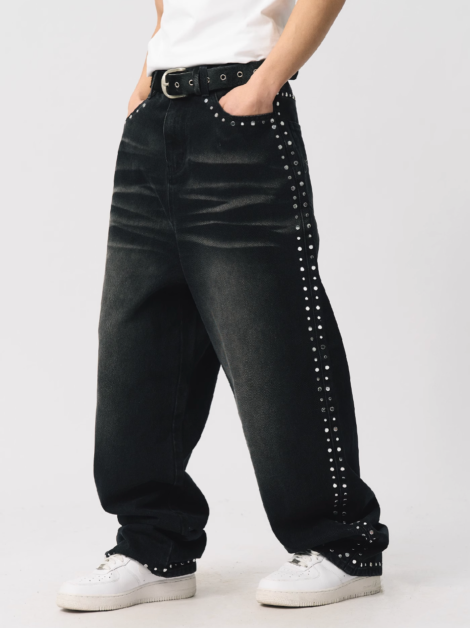 S45 Mixed Stud Washed Jeans | Face 3 Face