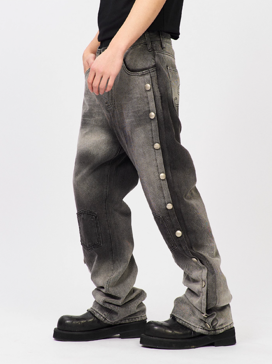 S45 Gradient Washed Metal Button Jeans | Face 3 Face