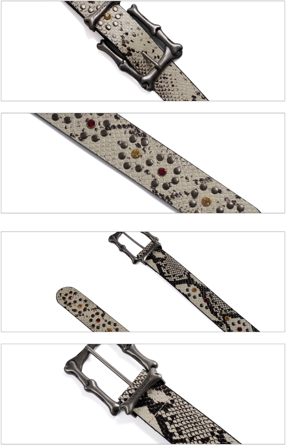 S45 Snake Pattern Studded Metal Buckle Belt | Face 3 Face