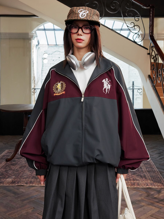 Harsh and Cruel Patchwork Badge Embroidered Track Jacket | Face 3 Face