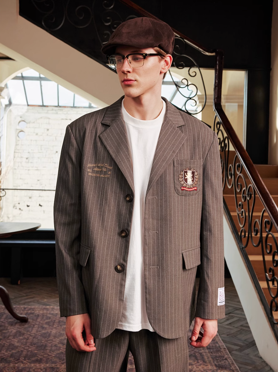 Harsh and Cruel Striped Badge Embroidered Blazer | Face 3 Face