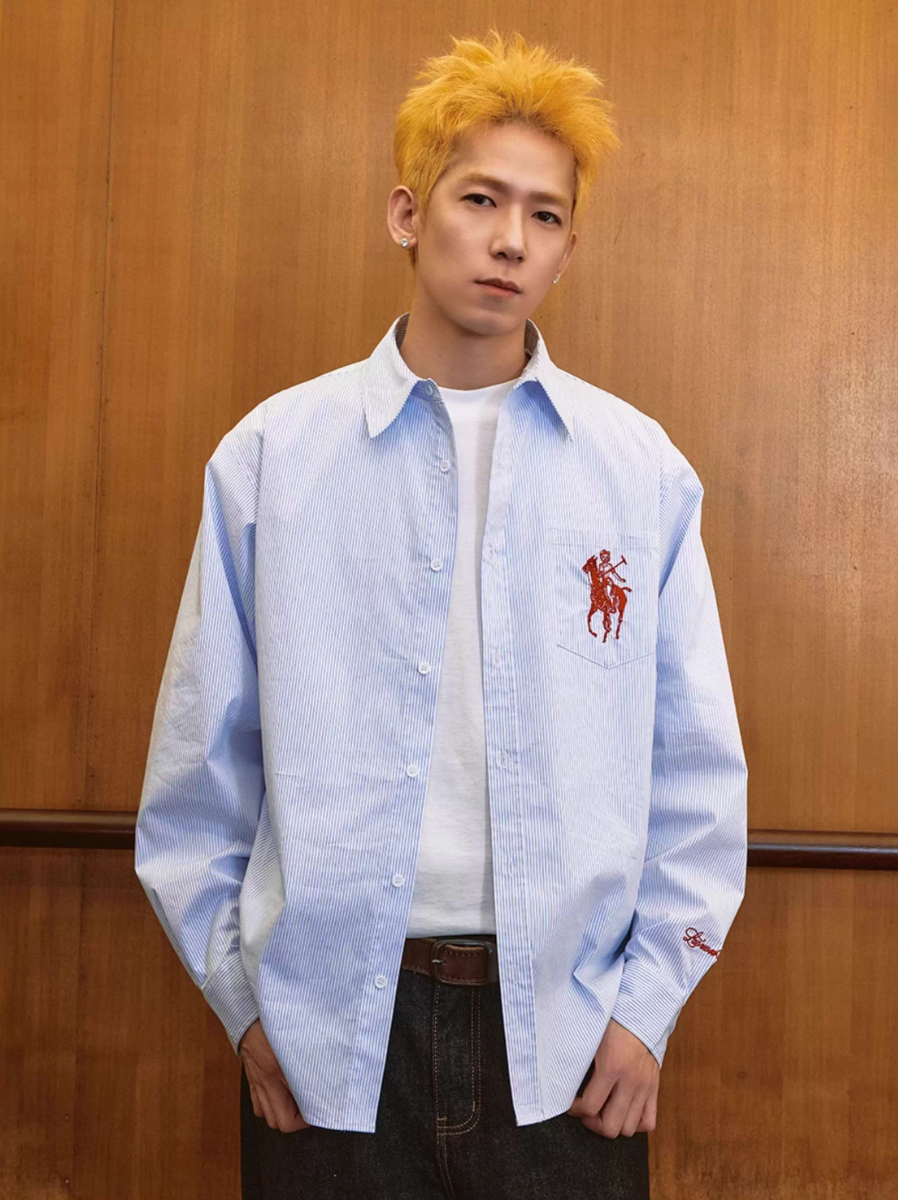 Harsh and Cruel Vintage Embroidered Striped Loose Long Sleeve Shirt | Face 3 Face