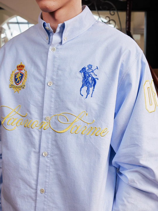 Harsh and Cruel Vintage Embroidered Oxford Loose Long Sleeve Shirt | Face 3 Face