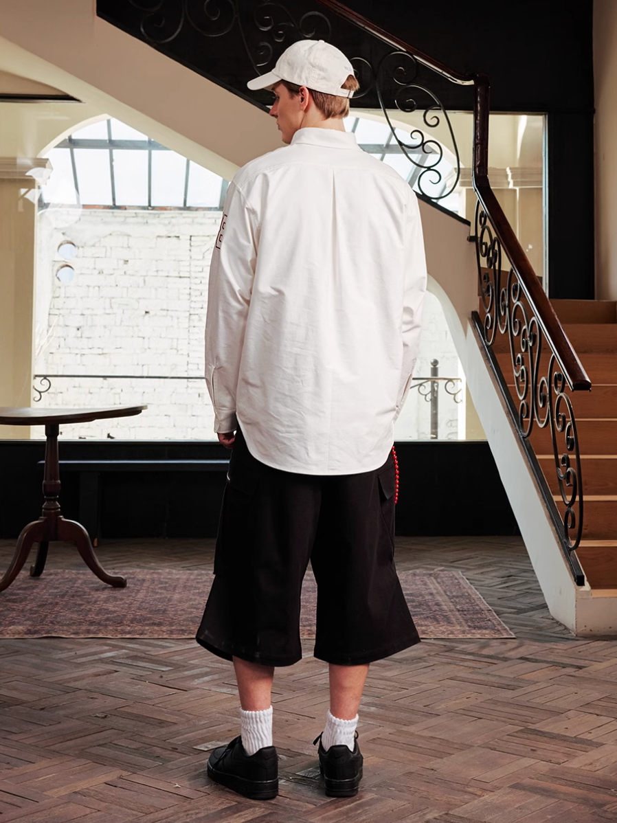 Harsh and Cruel Vintage Embroidered Oxford Loose Long Sleeve Shirt | Face 3 Face