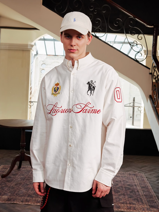 Harsh and Cruel Vintage Embroidered Oxford Loose Long Sleeve Shirt | Face 3 Face