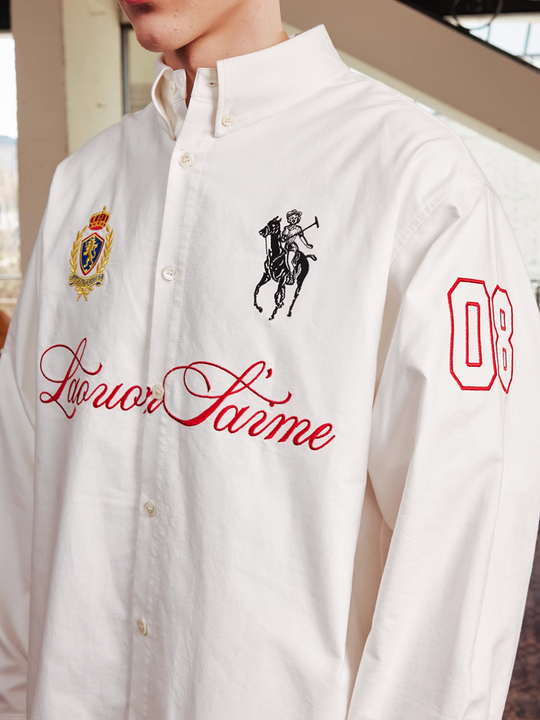 Harsh and Cruel Vintage Embroidered Oxford Loose Long Sleeve Shirt | Face 3 Face