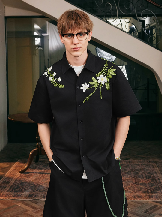 Harsh and Cruel Floral Embroidered Cuban Shirt | Face 3 Face