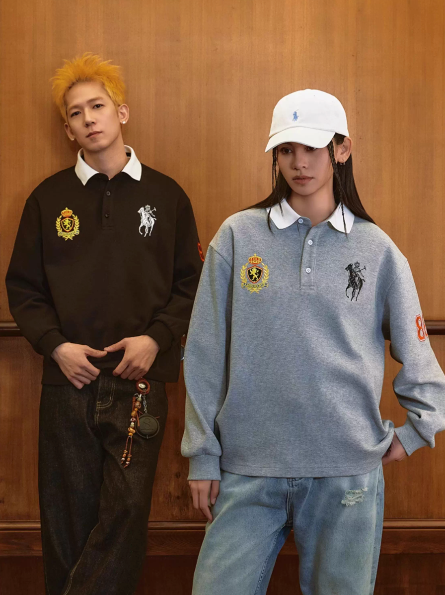 Harsh and Cruel Vintage Embroidered Long Sleeve Polo | Face 3 Face