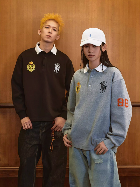 Harsh and Cruel Vintage Embroidered Long Sleeve Polo | Face 3 Face