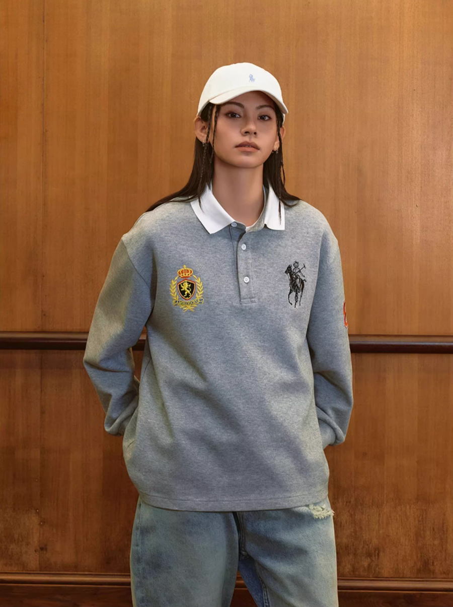 Harsh and Cruel Vintage Embroidered Long Sleeve Polo | Face 3 Face