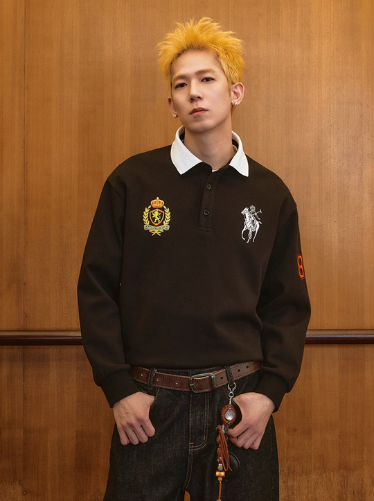 Harsh and Cruel Vintage Embroidered Long Sleeve Polo | Face 3 Face