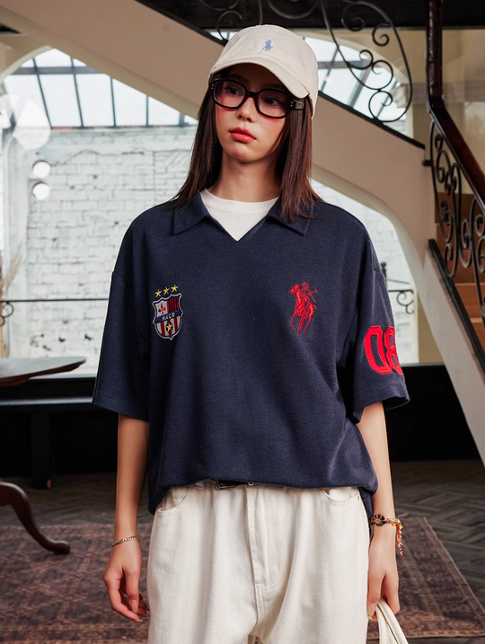 Harsh and Cruel Terry Badge Embroidered Polo | Face 3 Face