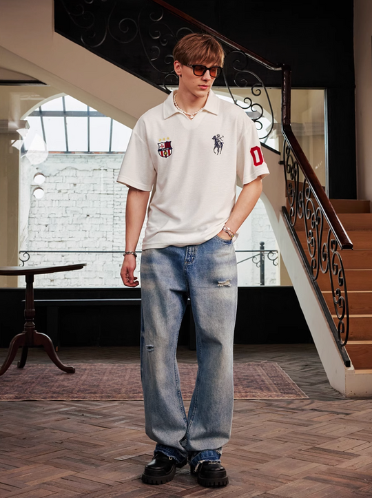 Harsh and Cruel Terry Badge Embroidered Polo | Face 3 Face