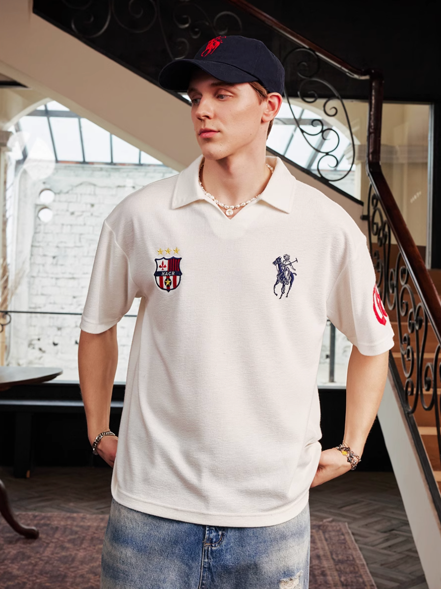 Harsh and Cruel Terry Badge Embroidered Polo | Face 3 Face