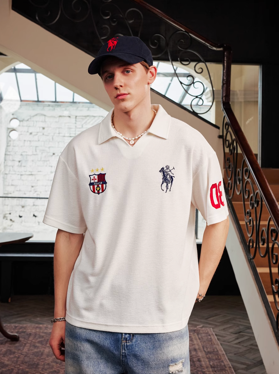 Harsh and Cruel Terry Badge Embroidered Polo | Face 3 Face