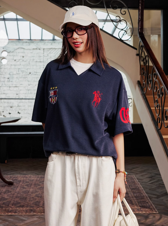 Harsh and Cruel Terry Badge Embroidered Polo | Face 3 Face