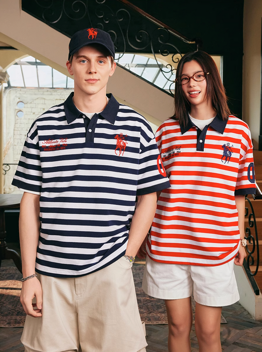 Harsh and Cruel Nautical Stripe Embroidered Polo | Face 3 Face