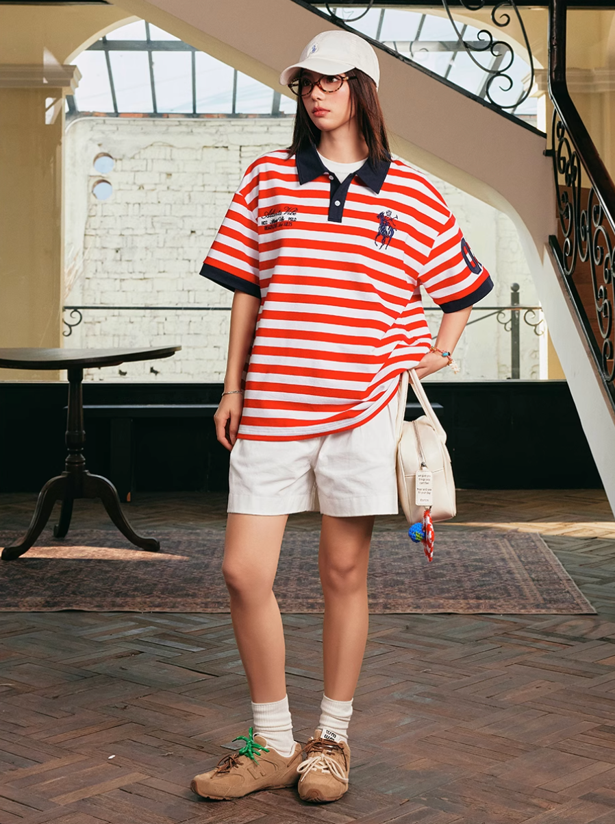 Harsh and Cruel Nautical Stripe Embroidered Polo | Face 3 Face