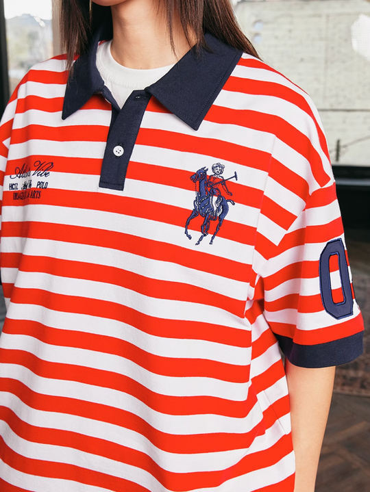 Harsh and Cruel Nautical Stripe Embroidered Polo | Face 3 Face
