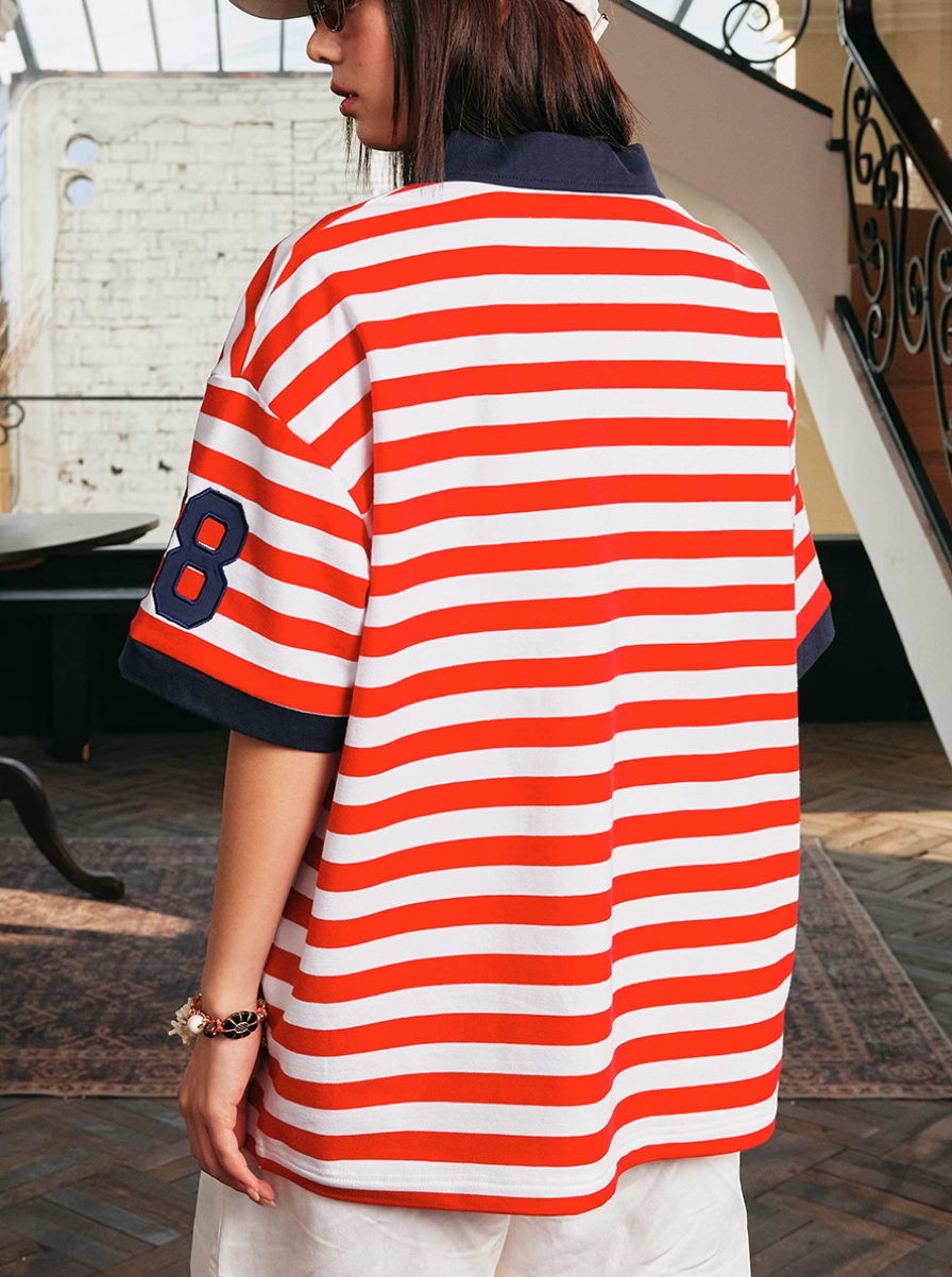 Harsh and Cruel Nautical Stripe Embroidered Polo | Face 3 Face