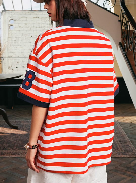 Harsh and Cruel Nautical Stripe Embroidered Polo | Face 3 Face