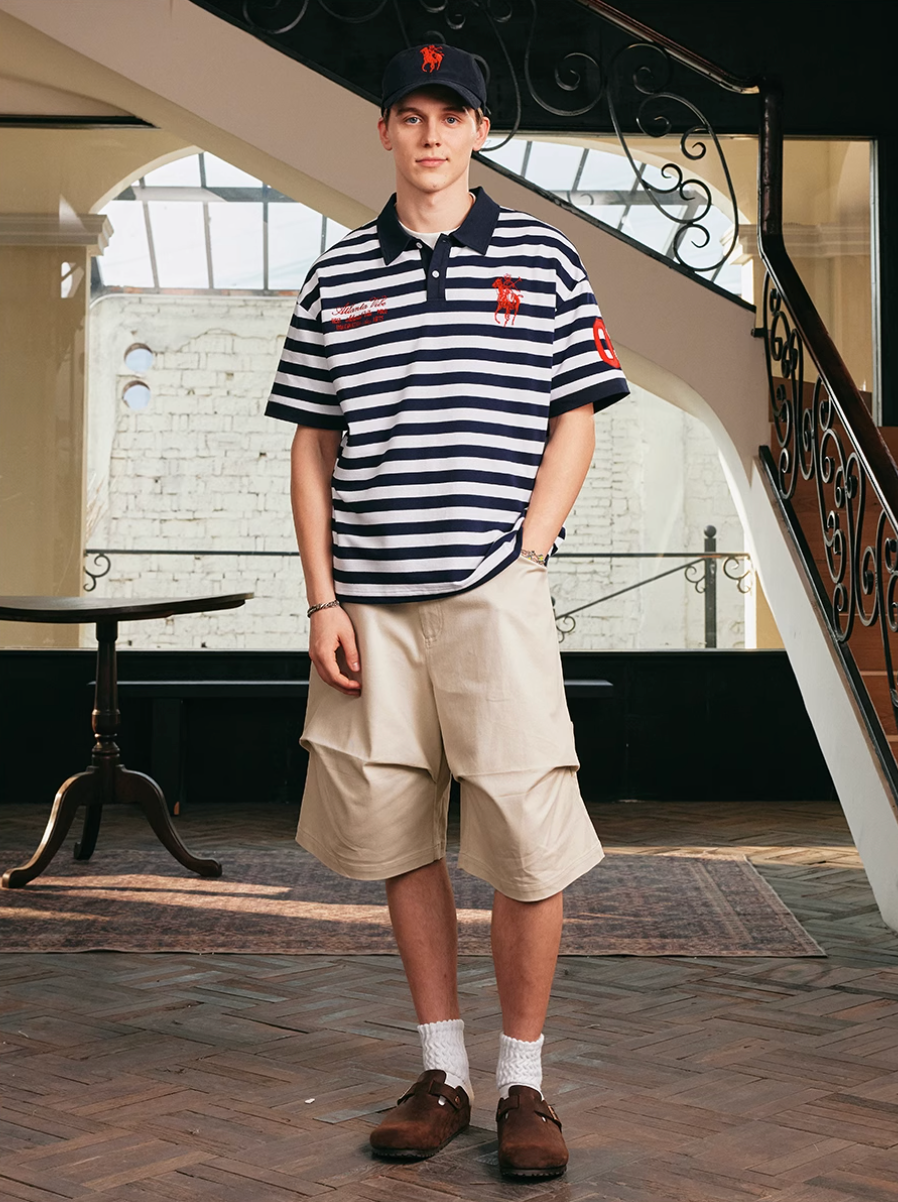 Harsh and Cruel Nautical Stripe Embroidered Polo | Face 3 Face