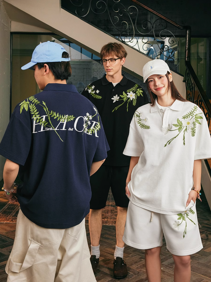 Harsh and Cruel Botanical Embroidered Polo | Face 3 Face