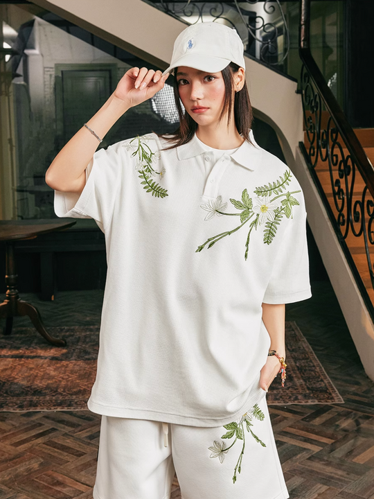 Harsh and Cruel Botanical Embroidered Polo | Face 3 Face