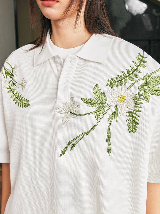 Harsh and Cruel Botanical Embroidered Polo | Face 3 Face
